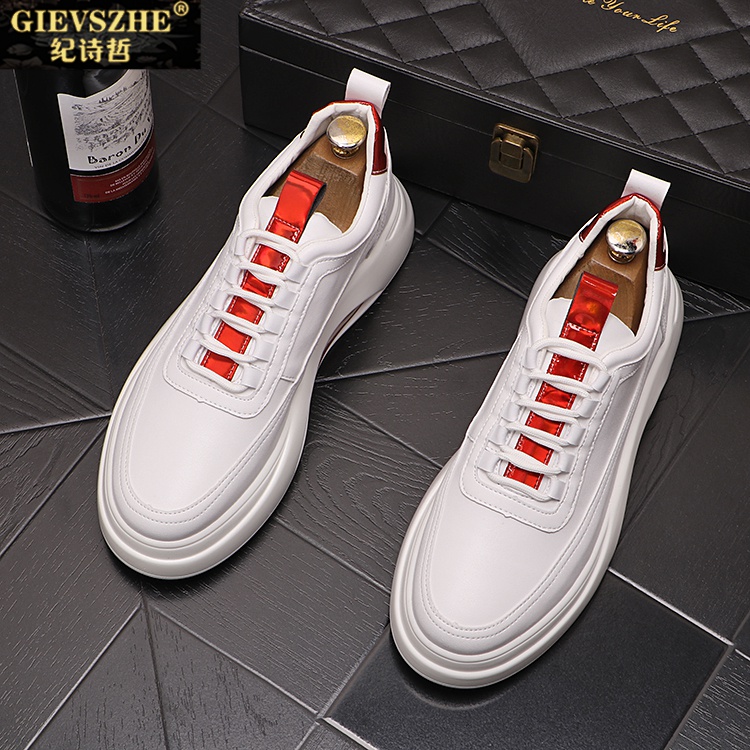 GIEVSZHE/纪诗哲高档小白鞋男士新款板鞋内增高潮牌轻奢休闲鞋