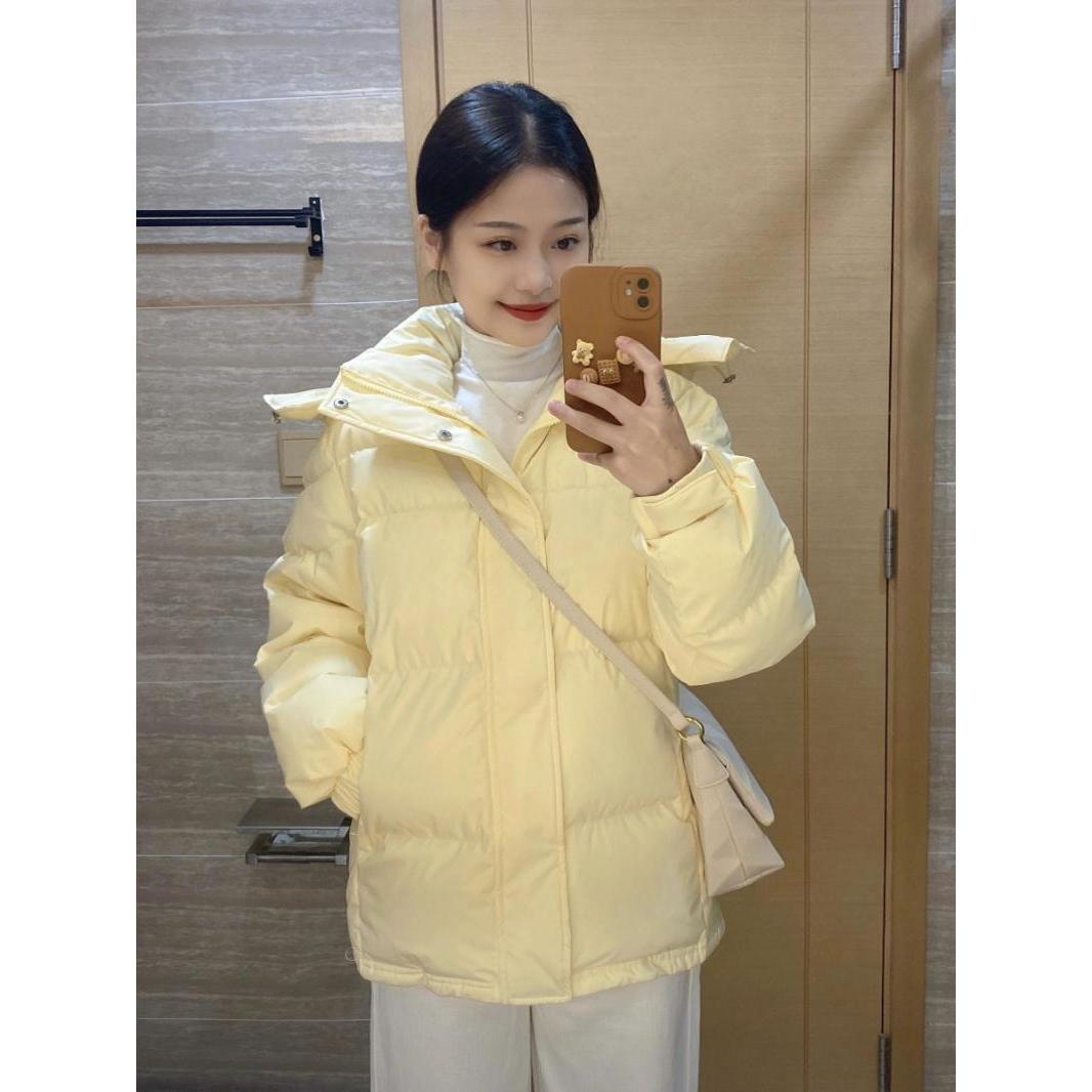 最新款暖色短款连帽羽绒羽绒服女冬季2023新款小个子温柔风加厚