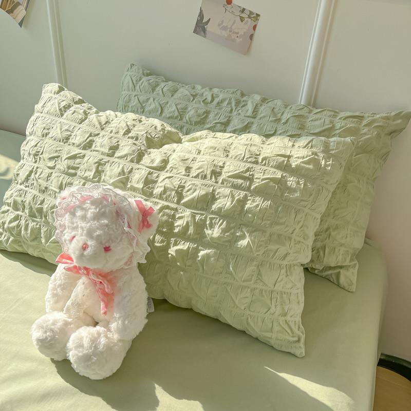 ins风小清新枕头套一对装泡泡纱水洗棉枕芯内胆套48x74cm2只装2个