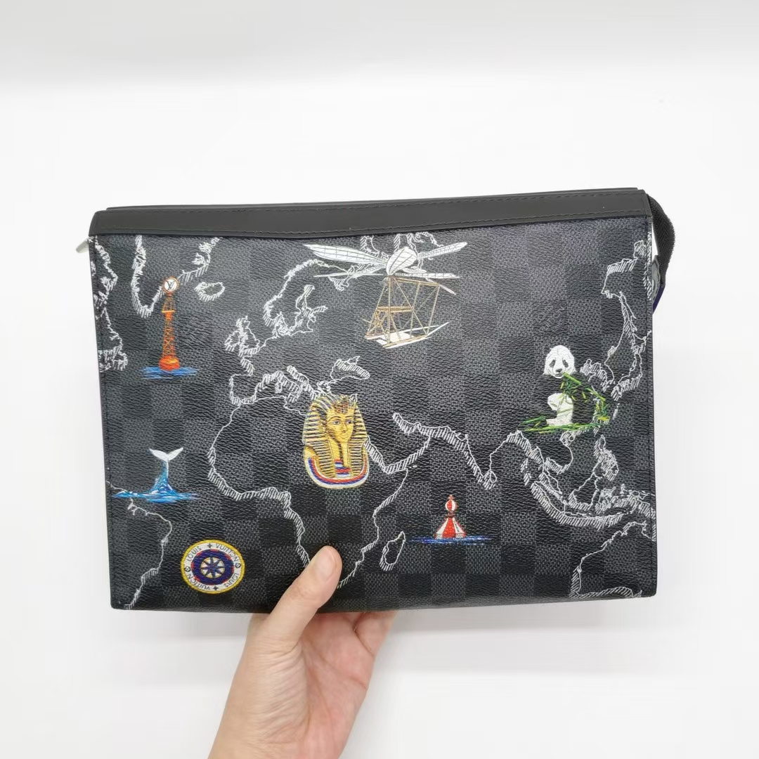 99新 LV A2271/lv 最新款地图系列限量棋盘格手包