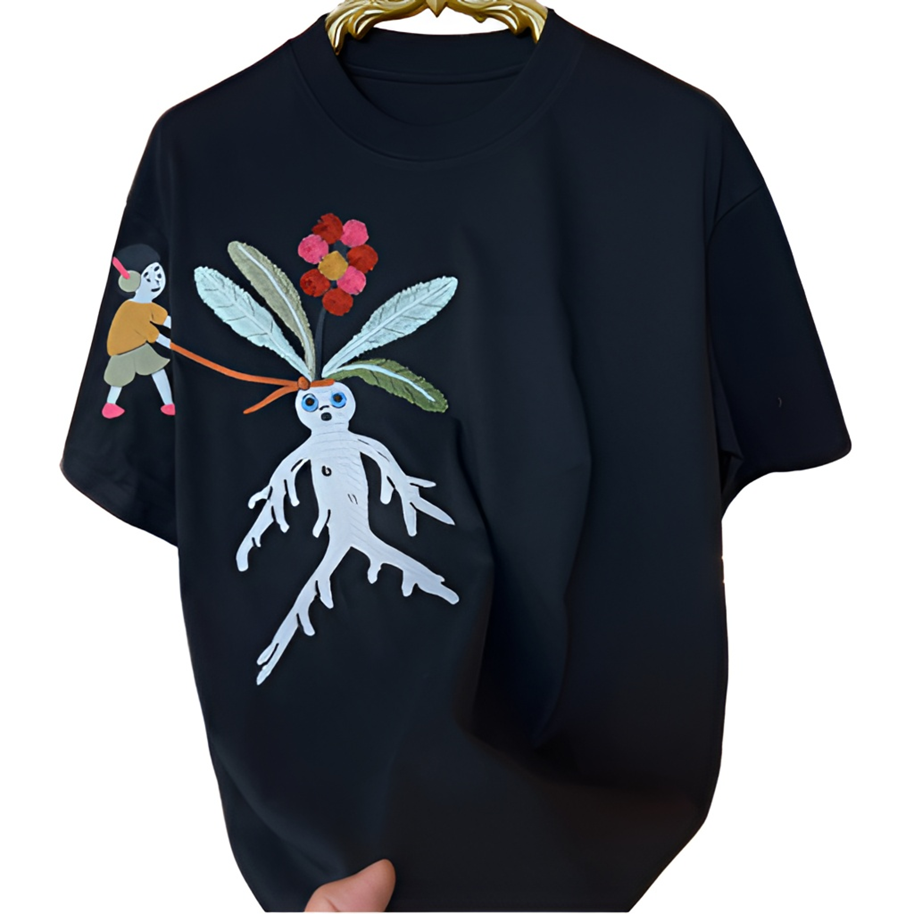  曼德拉草男女潮牌风 280克重磅棉 刺绣百搭短袖T男士网红