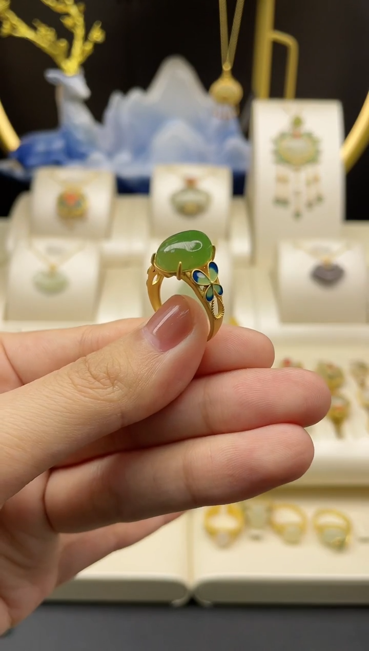 【闪购商品】和田玉戒指银S925镶嵌和田玉戒指