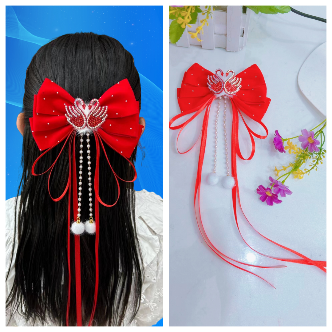 高级蝴蝶结公主儿童配饰古风中国风超仙发饰 头饰大蝴女孩假发