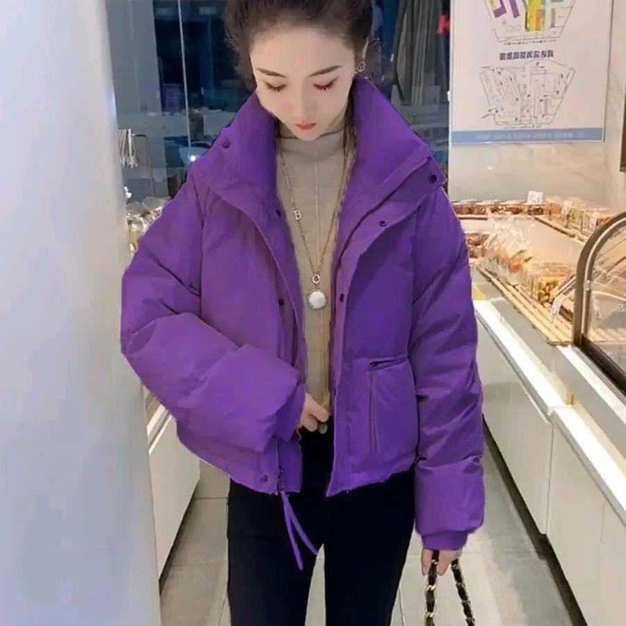 新款冬季韩版羽绒服女短款厚面包服立领矮个子宽松棉衣外套百搭