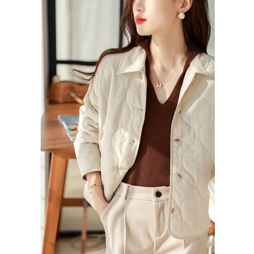 新款羽绒服轻薄羽绒服2024秋冬新款翻领直筒百搭葫芦花短款棉衣