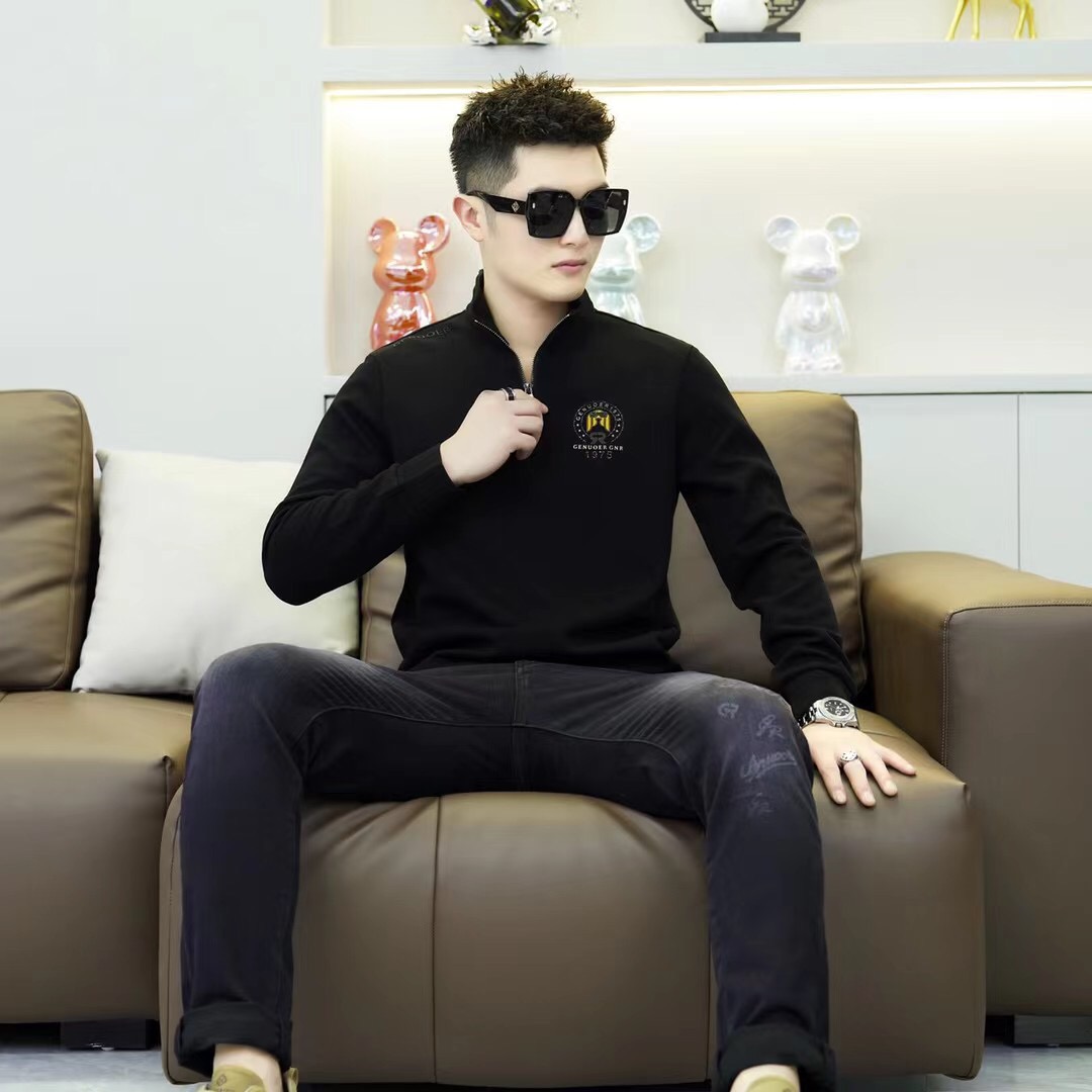 戈诺尔男士长袖半开领时尚潮流百搭品质秋装休闲