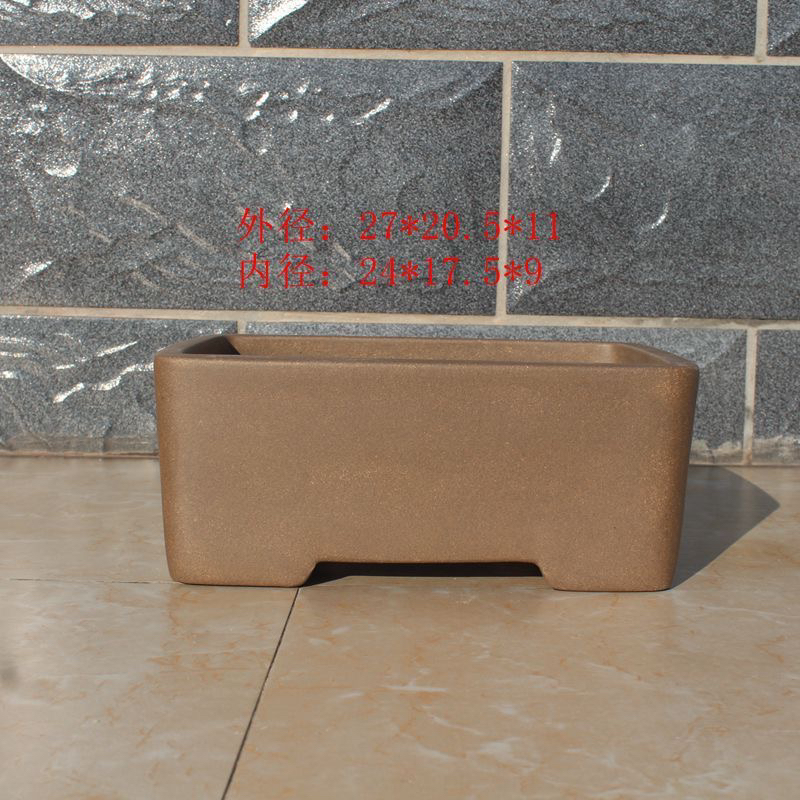 宜兴紫砂花盆清灰泥直口长方马槽