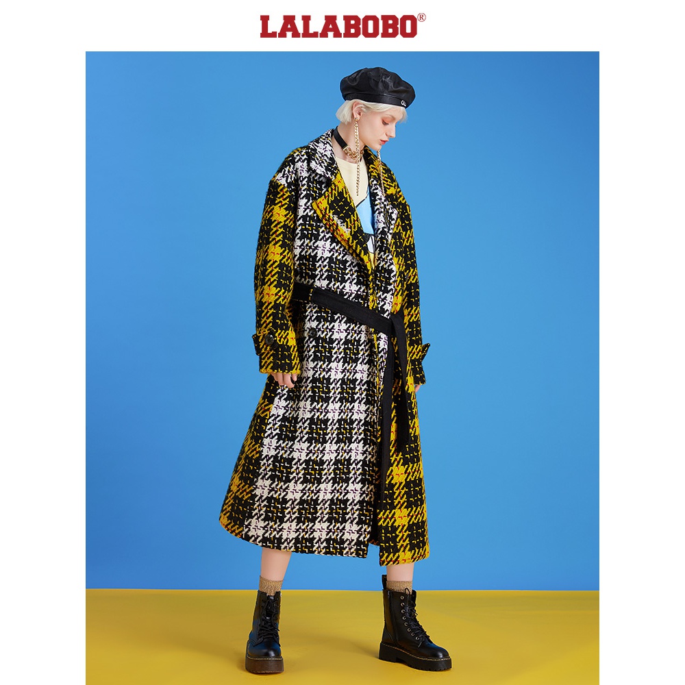 群力【微瑕不退不换】LABO唐老鸭刺绣长款时尚格纹外套T20C-WSDY11