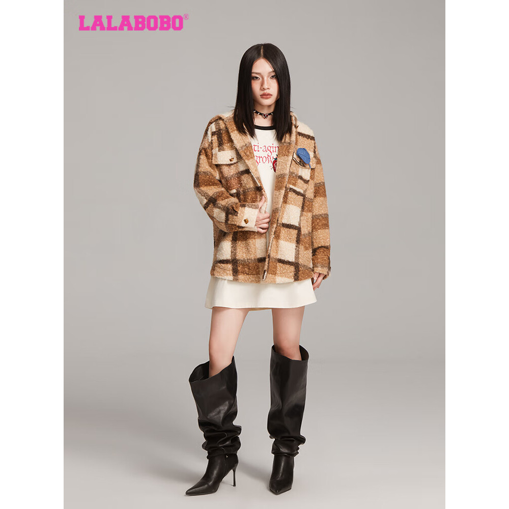 郑州LALABOBO旷野美拉德小熊格纹连帽毛绒LBDC-WSHW11