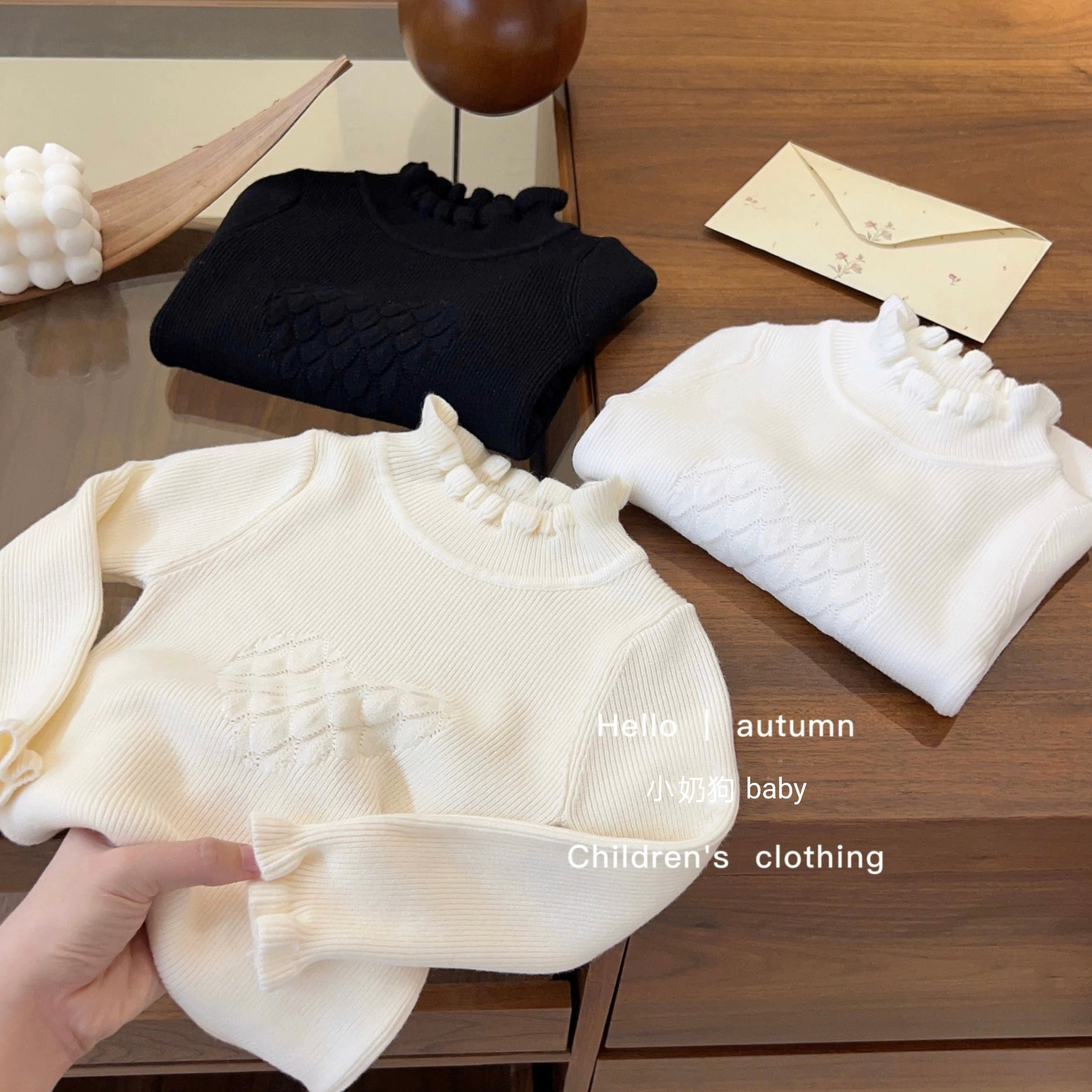 女童针织衫春秋季新款女宝宝纯色套头半高领打底中小童毛衣长袖潮
