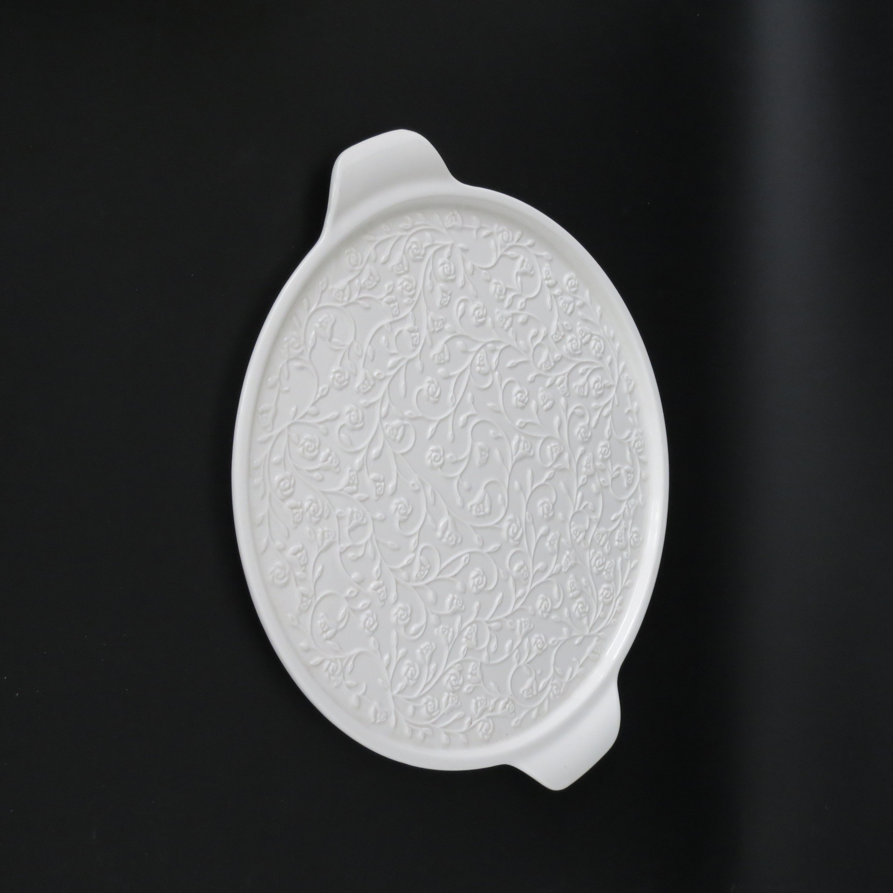 【赫赫家】玫瑰花丛系列 40cm 双耳盘 高温瓷