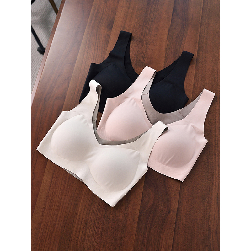 秋季新品  真丝无痕运动无钢圈桑蚕丝内衣可拆卸胸垫背心式文胸女