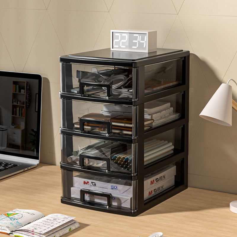 桌面透明收纳盒多功能多层抽屉式收纳柜化妆品文具杂物整理储物盒