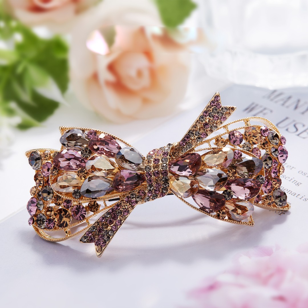 韩版大号高品质气质发夹头夹八公分发卡水晶蝴蝶结马尾夹成人19