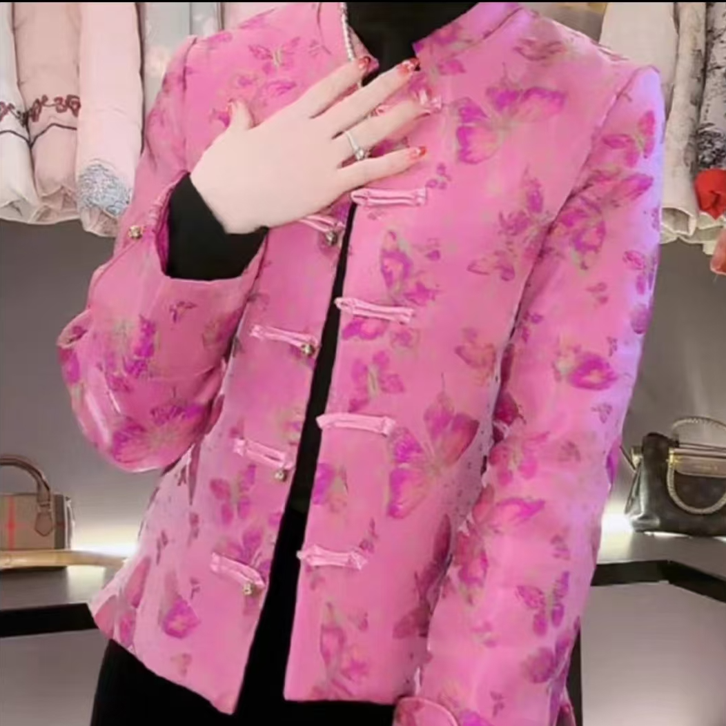 【梦蝶】新中式织花刺绣加棉时尚气质女上衣外套