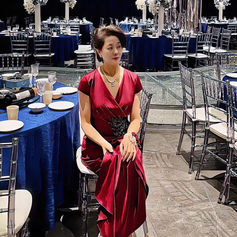 55346-11喜婆婆喜妈妈显瘦轻奢修身银线刺绣印花高端定制气质礼服