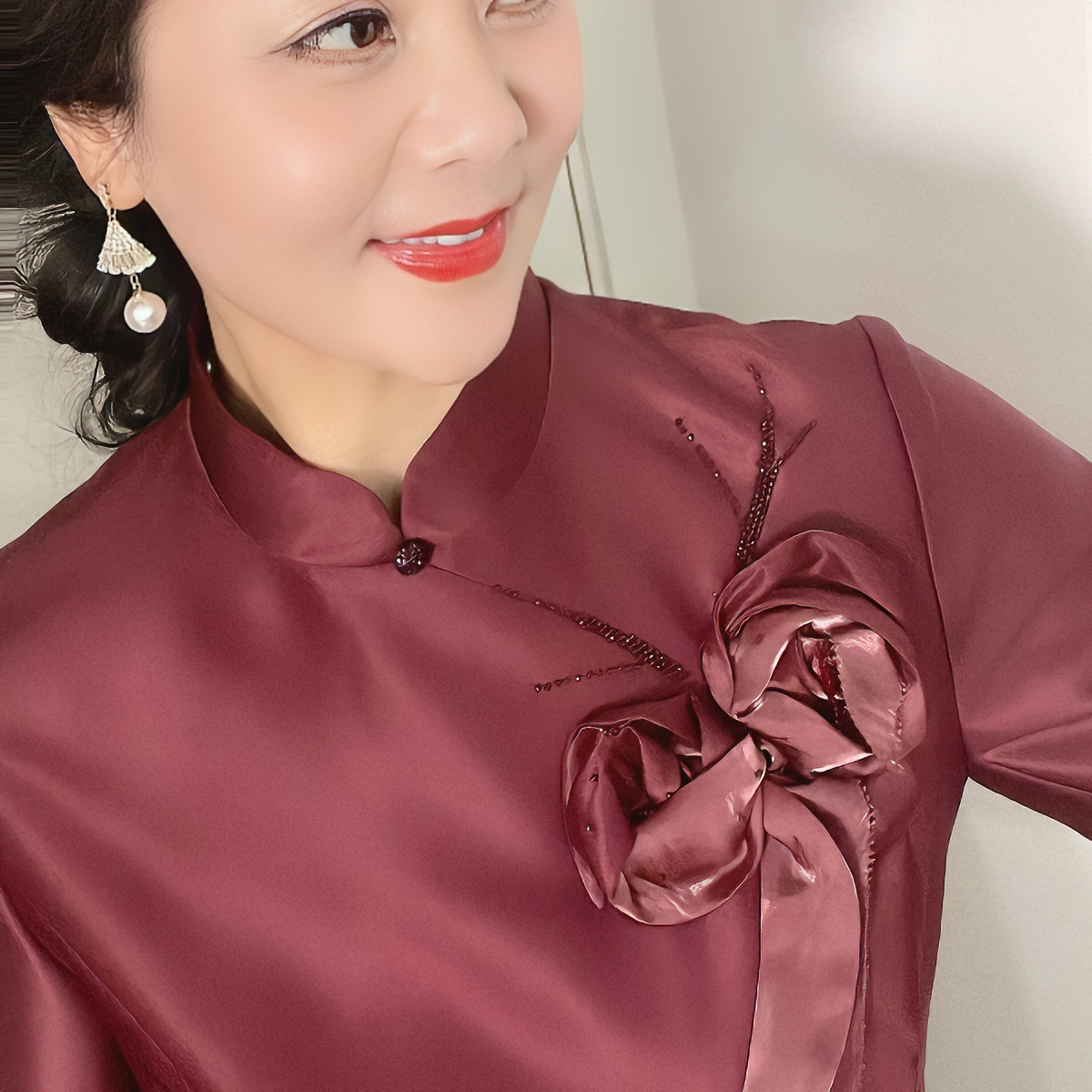 51925-11娇高订喜婆婆喜妈妈花花荷叶边连衣裙