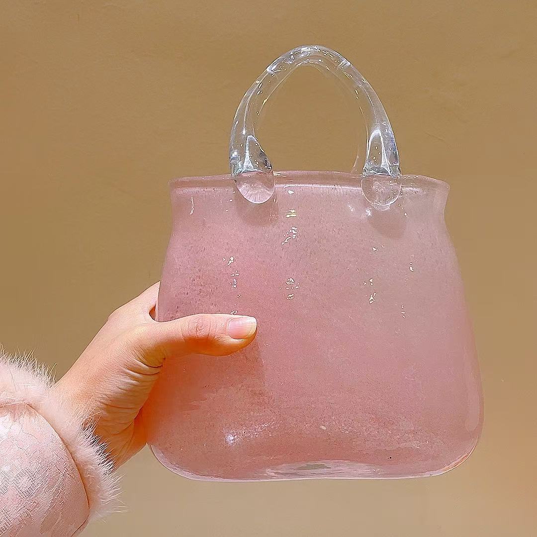  粉色 透明包包高级感琉璃花瓶