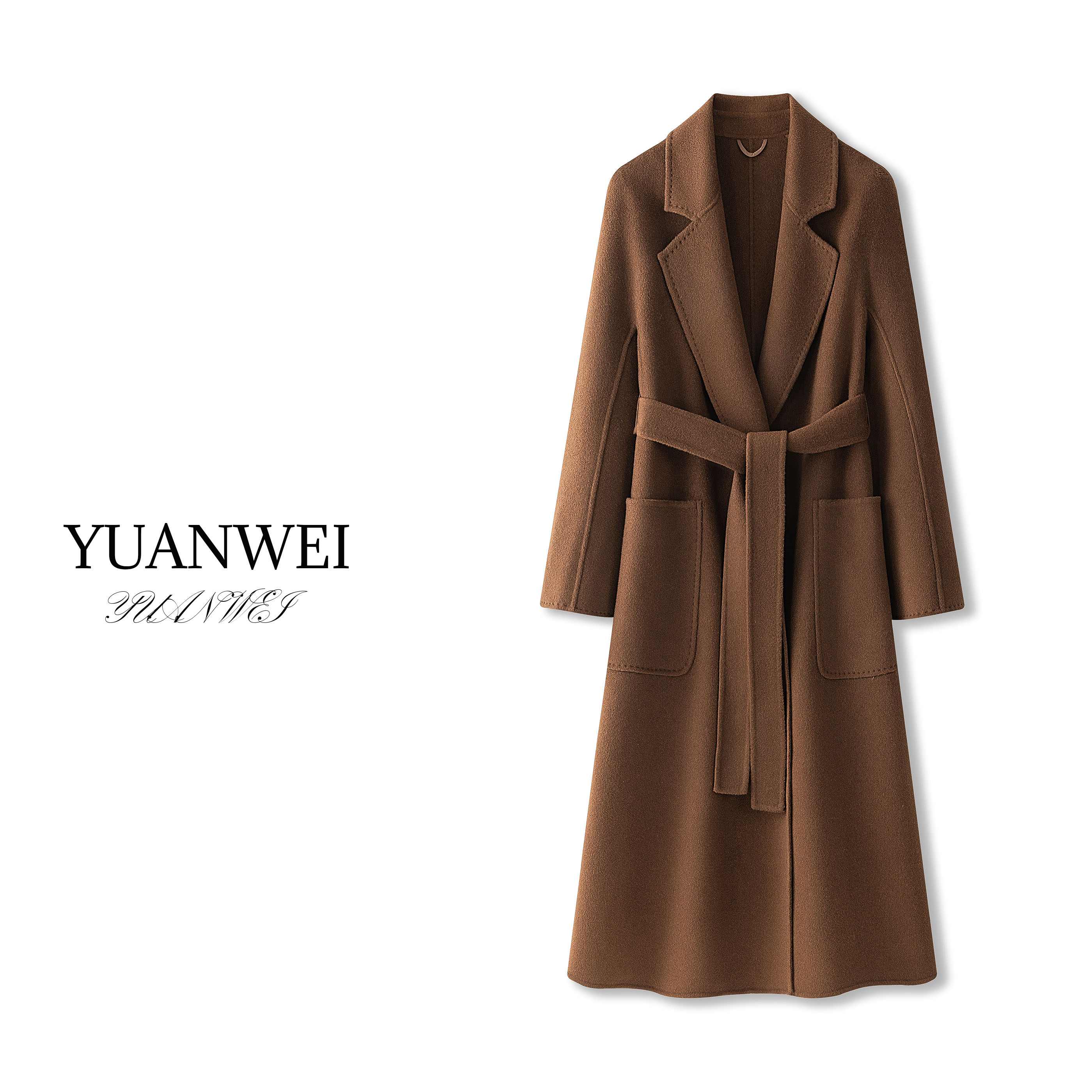 元苿【专柜同款】浴袍款30%高端山羊绒双面呢气质轻奢高贵大衣