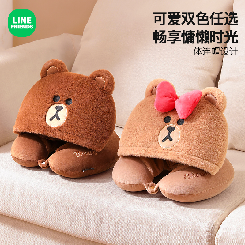 带帽U型枕保暖可爱时尚好看帽子舒适防寒绒帽紧致冬天冬季骑车