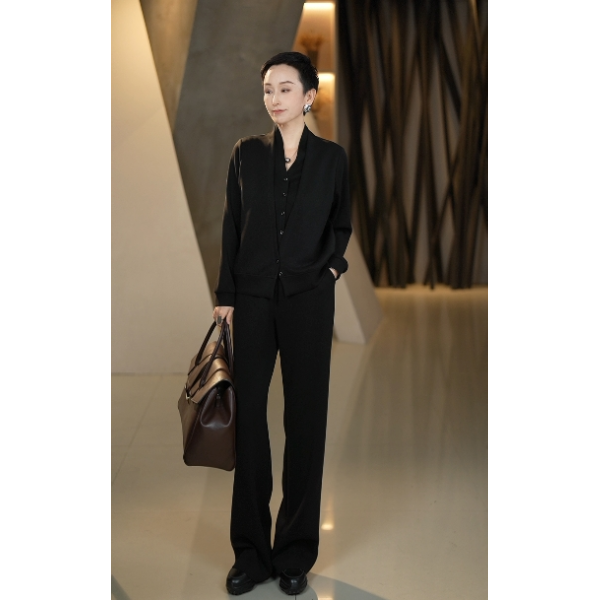 溏朵记2025秋季新高级感空气棉休闲百搭气质长袖套装两件套83385