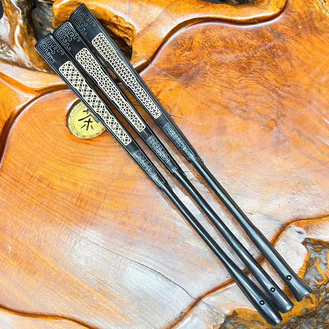 李专伟手制 9.5寸乌木镶嵌  文玩苏扇  默认不粘扇面