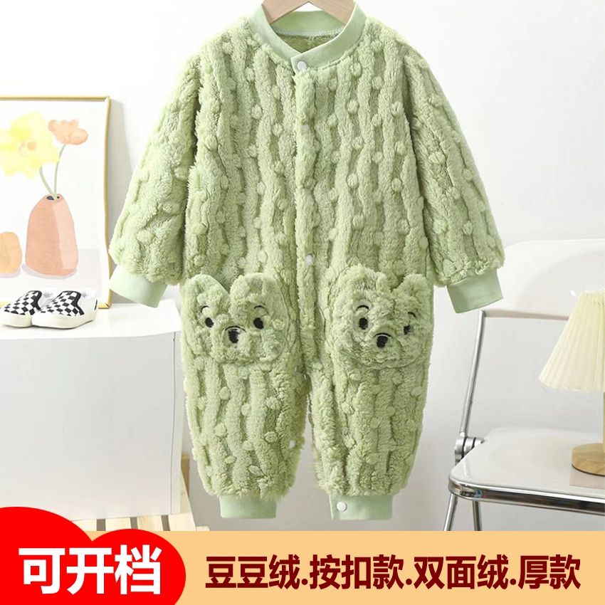 【巴拉甄选】新款儿童连身衣加绒宝宝睡衣家居服婴儿秋冬睡袋