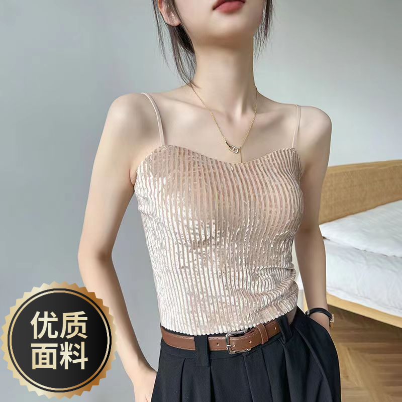 新人福利 小吊带背心女秋冬新款带胸垫美背性感修身气质打底上衣