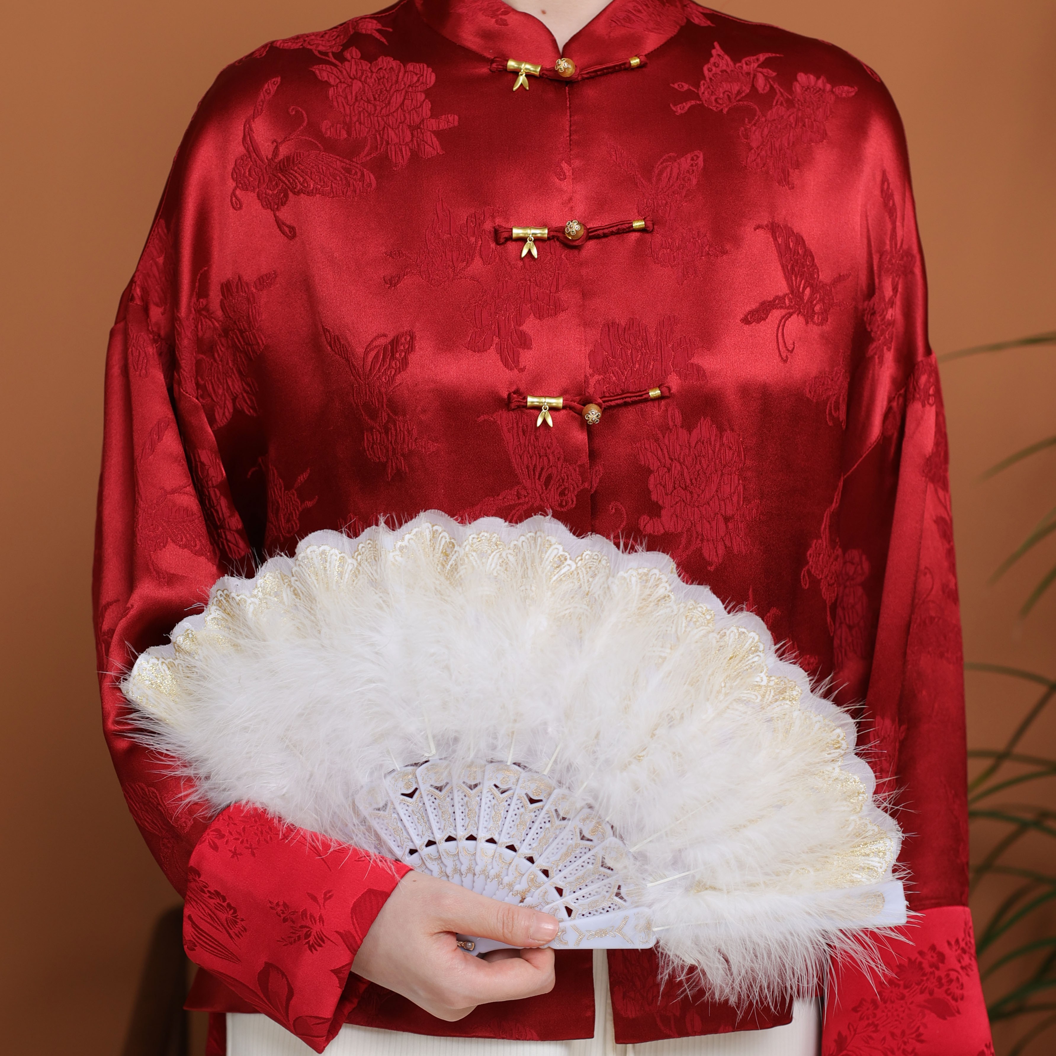 《照照定制》2023新款国风复古红色新中式冠乐皱竹节盘扣小外套6025