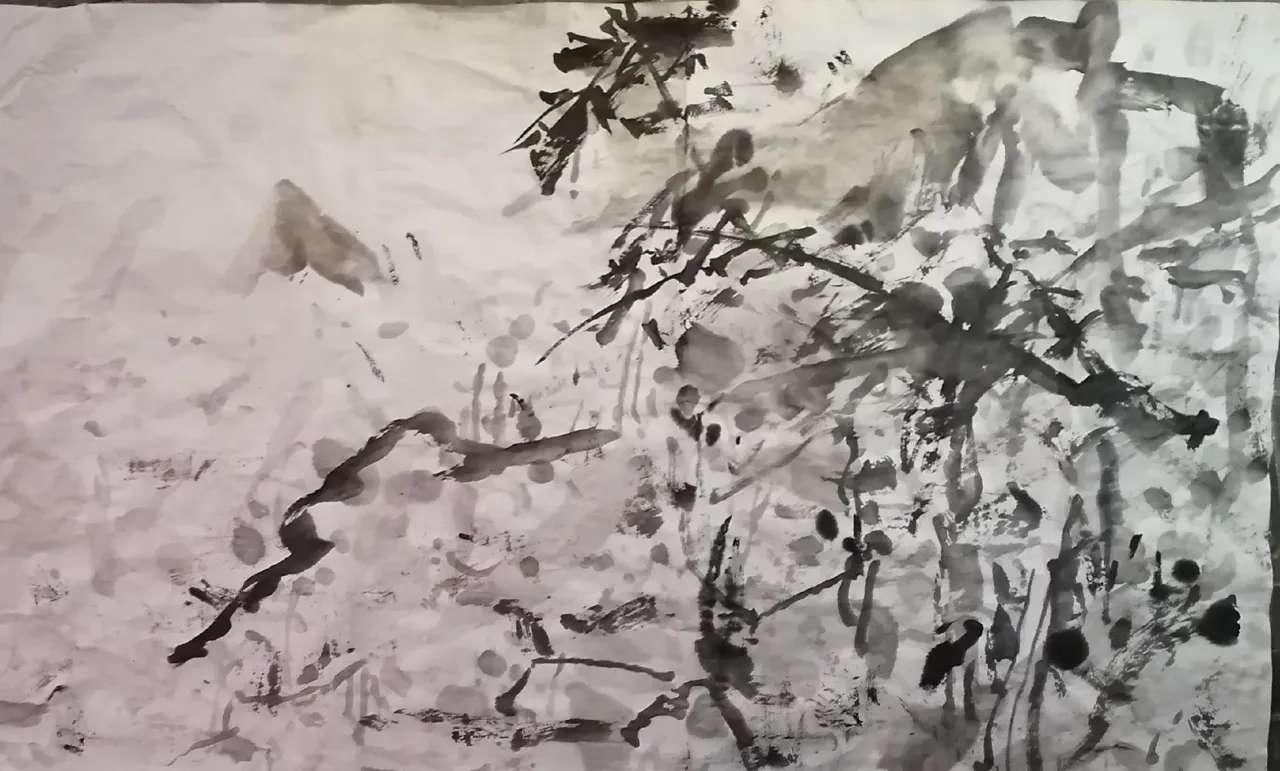国画山水作品亲签版画