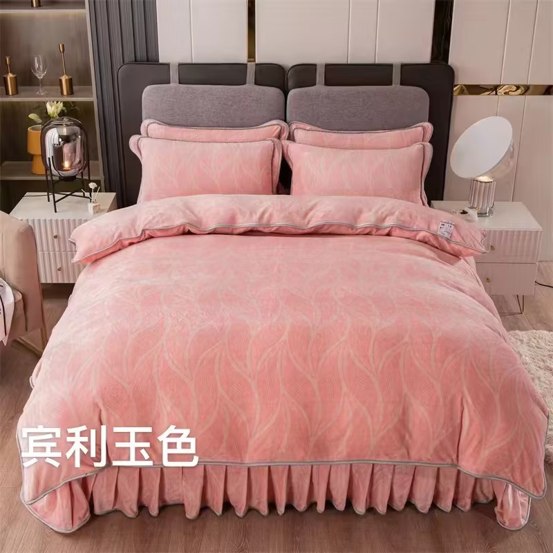 加厚8斤牛奶绒四件套冬季加厚毛绒床单被套宝宝绒四件套双面绒