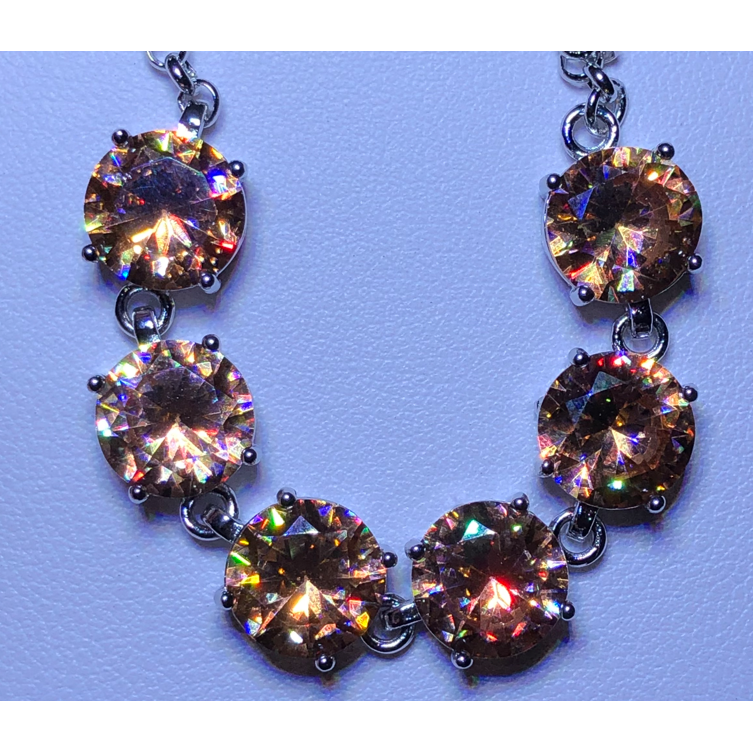 5154 香槟色手链银色托48克拉4爪开口可调节精选