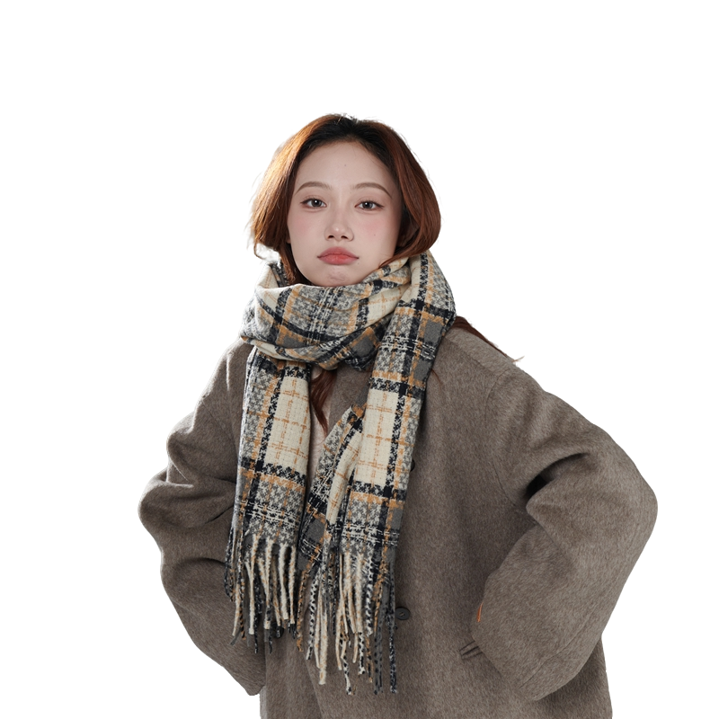 格子韩版围巾双面百搭保暖学生男女通用法式加厚