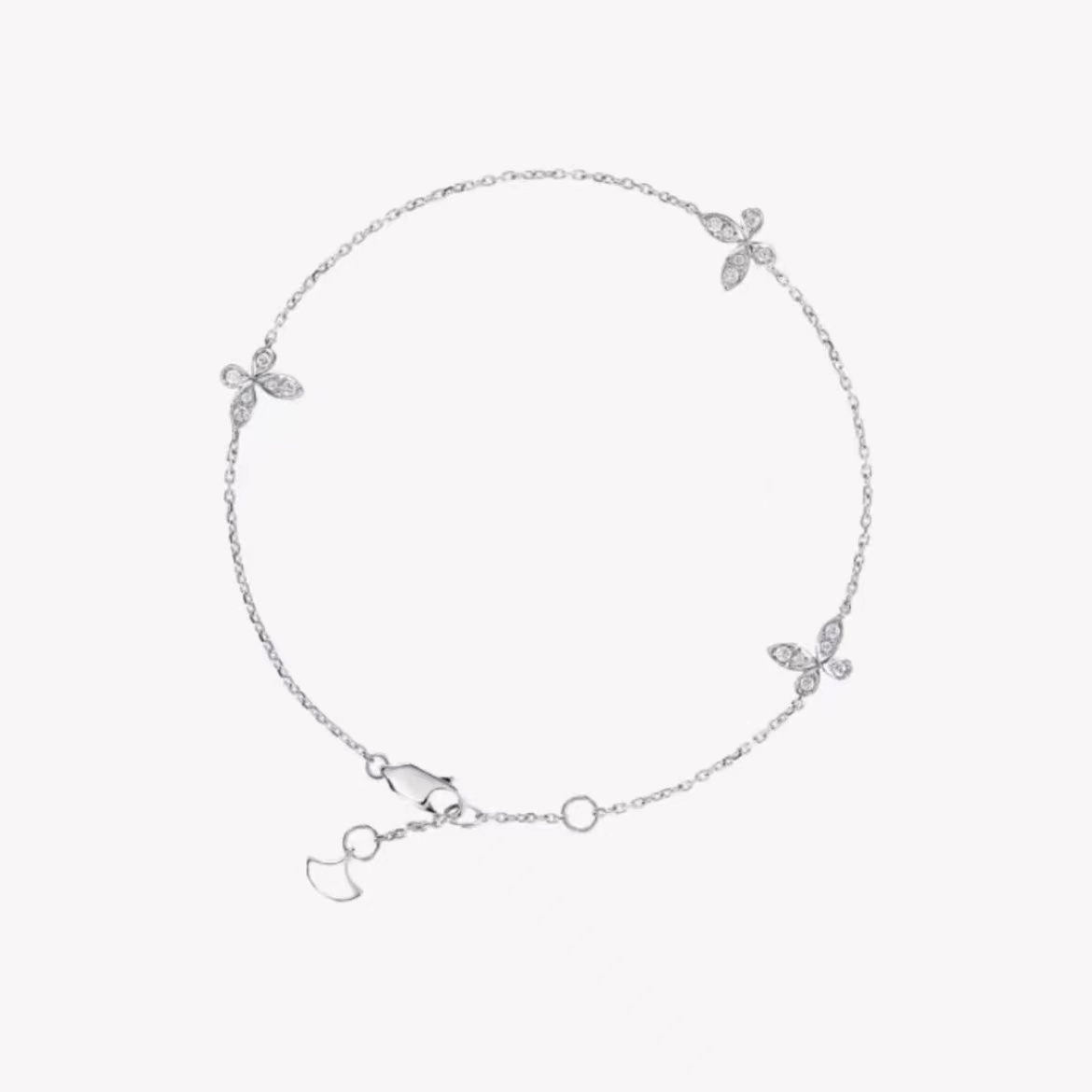 铜合金手链 顶板 镶钻三个蝴蝶手链