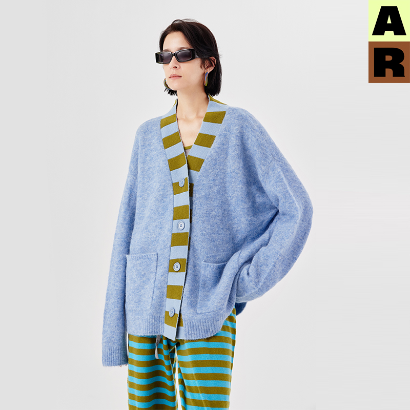 AR原创r线 羊驼毛羊毛针织开衫家居服可外穿秋冬保暖简约【自】