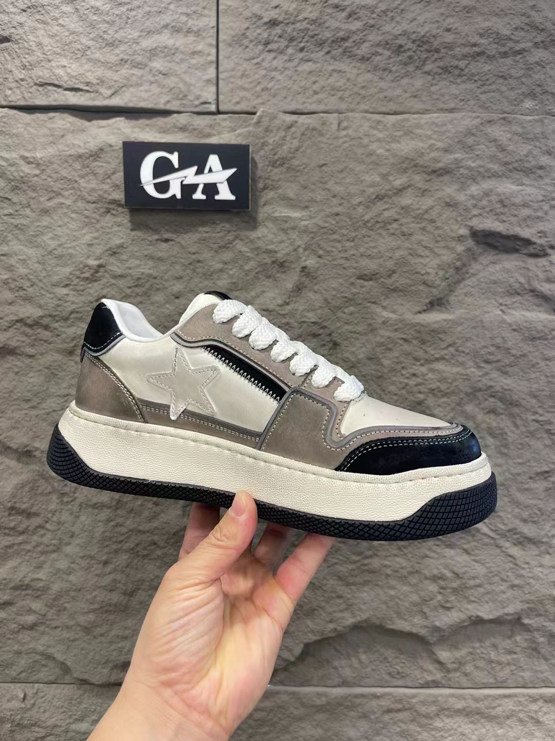 GA时尚男士休闲百搭复古透气潮流厚底潮鞋低帮鞋子男款拼色