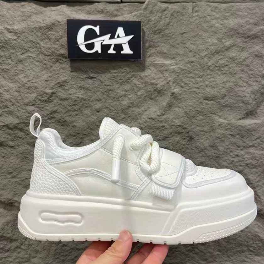 GA白色时尚舒适百搭春季潮流网面系带低帮厚底休闲板鞋