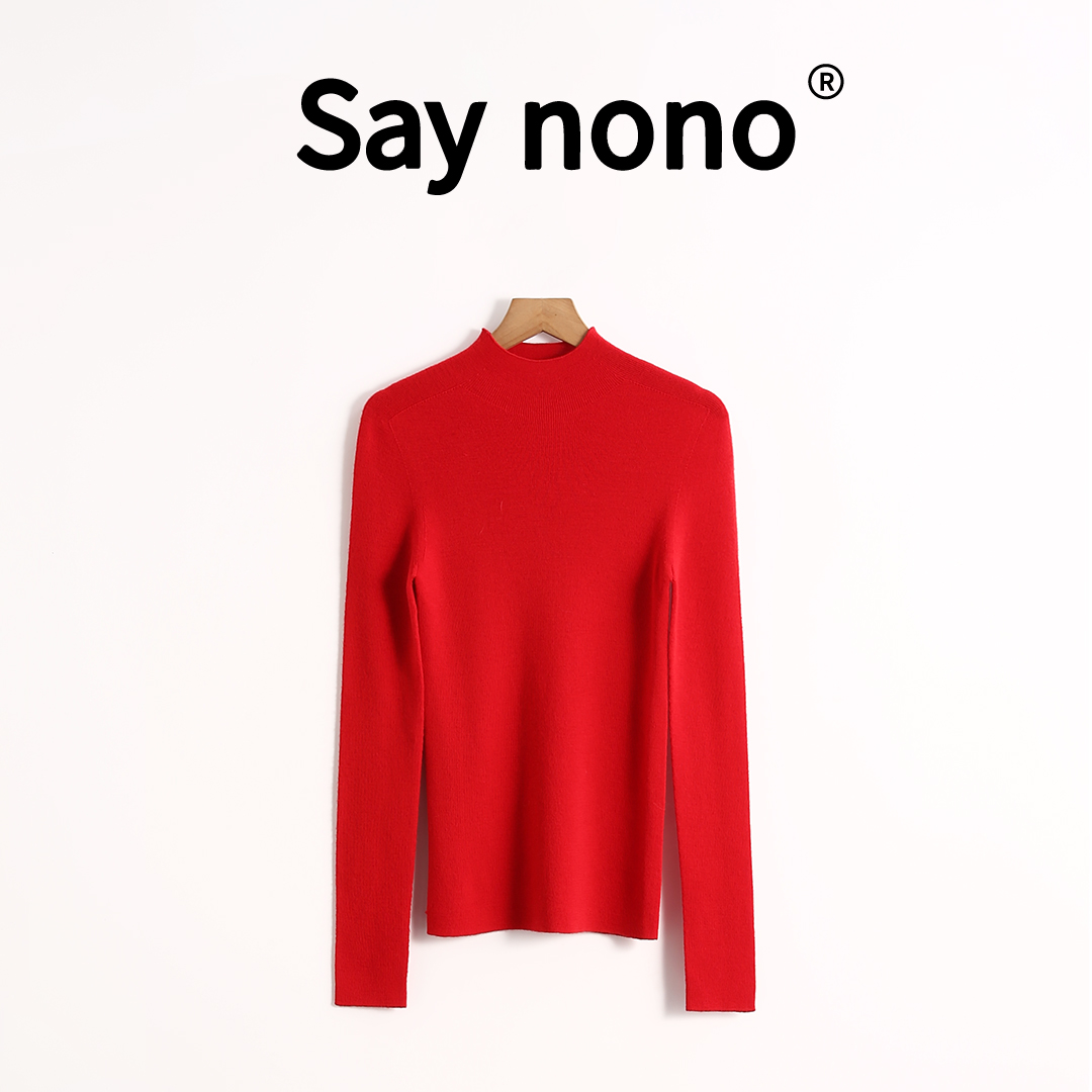 懒猫nono│Saynono 半高领长袖针织衫毛衣女气质打底衫 /XDB9507