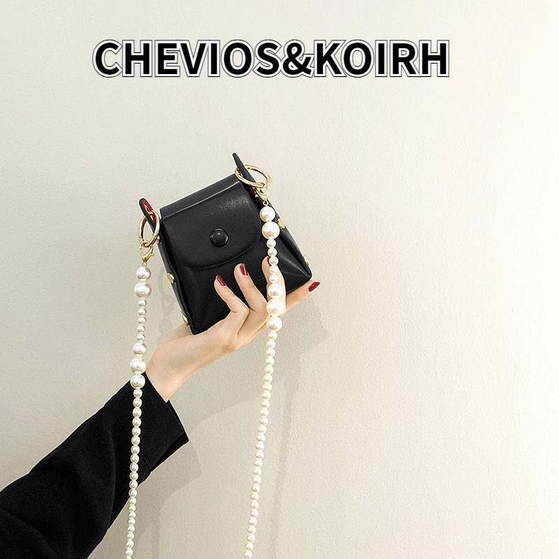 CHEVIOS&KOIRH流行迷你小包2024新款时尚小众设计珍珠链条斜挎包