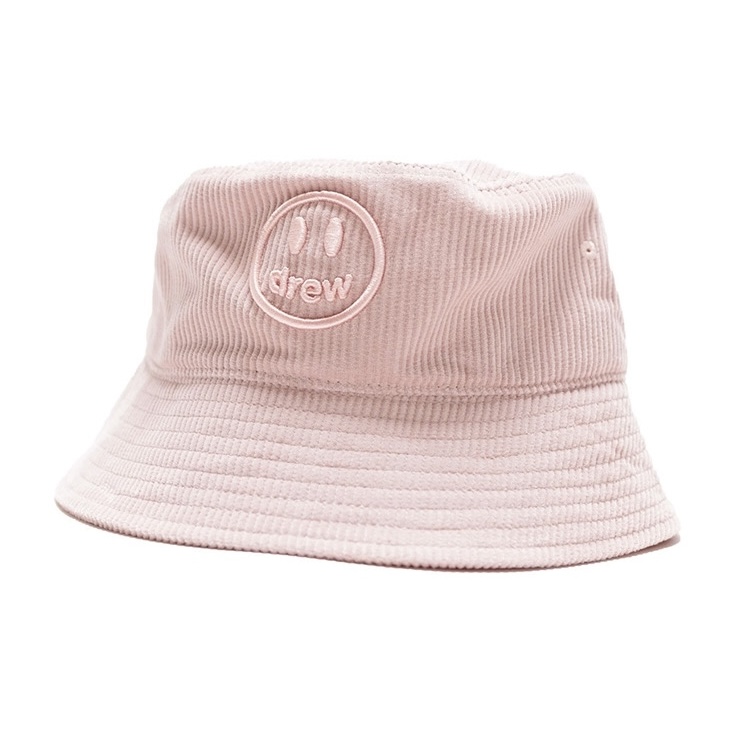 drew house drew笑脸灯芯绒渔夫帽 男女同款情侣款 淡粉色
