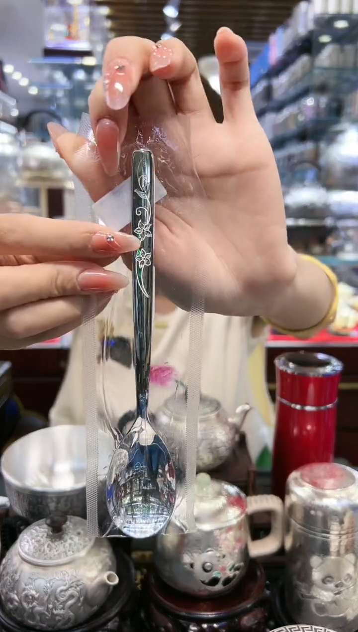 【闪购商品】砖雕足银999精工银勺子银重约41.4克