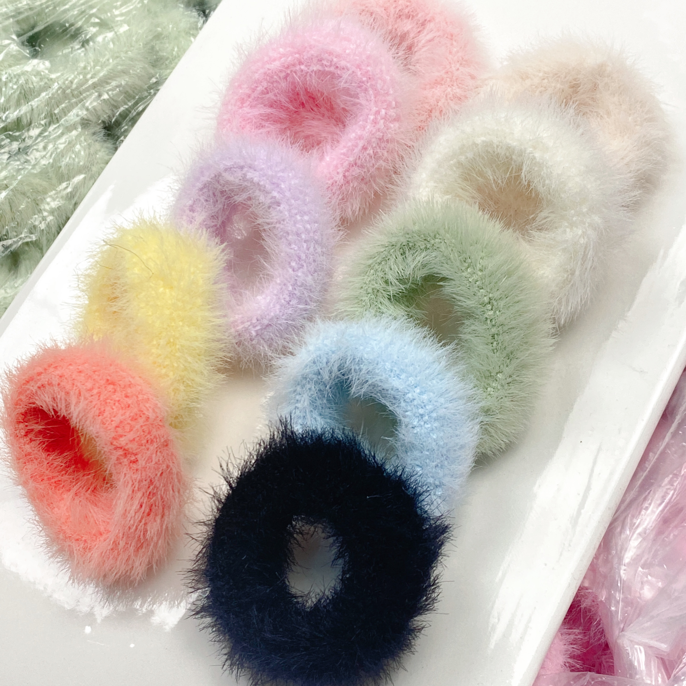 秋冬毛绒 发夹发绳DIY饰品配件