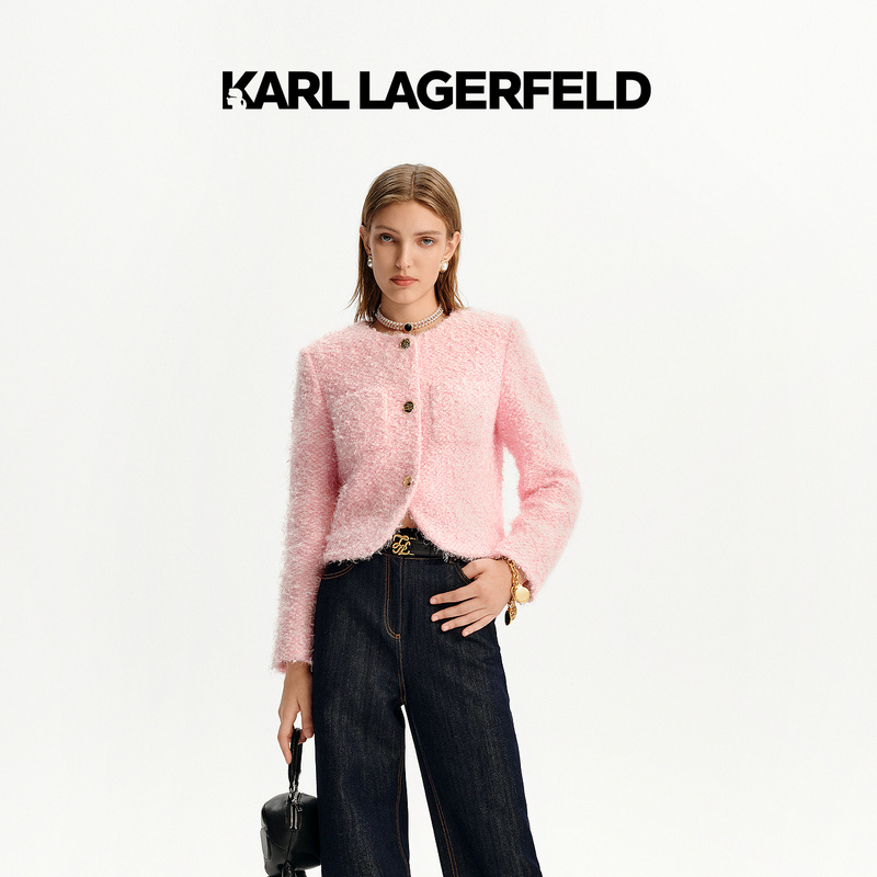KARL LAGERFELD卡尔拉格斐2024冬季新款粗花呢外套老佛爷K27L1516