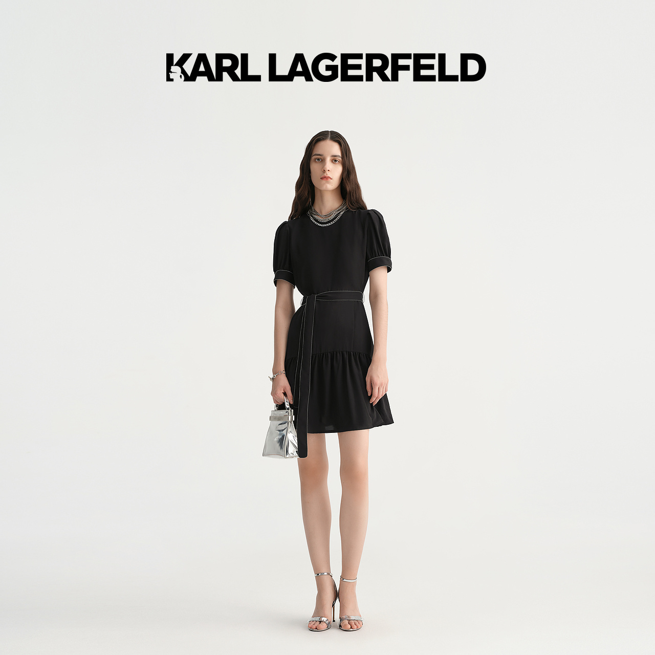【粉丝专享】KARLLAGERFELD新款灯笼袖连衣裙老佛爷E33L1381