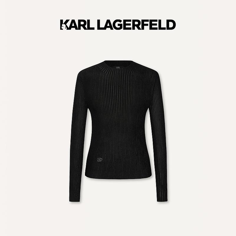【官方】KARL LAGERFELD卡尔拉格斐早春新款黑色针织套头衫K26E2301