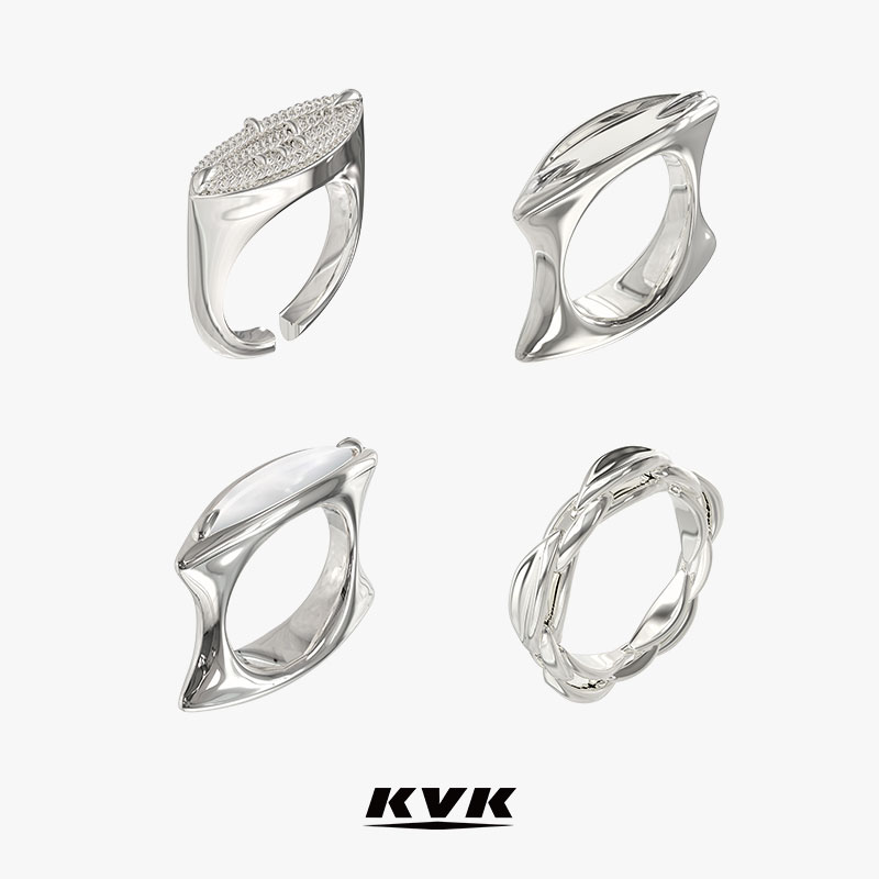 KVK 铜合金戒指   BAROQUE 循环巴洛克系列内凹循环链条套戒