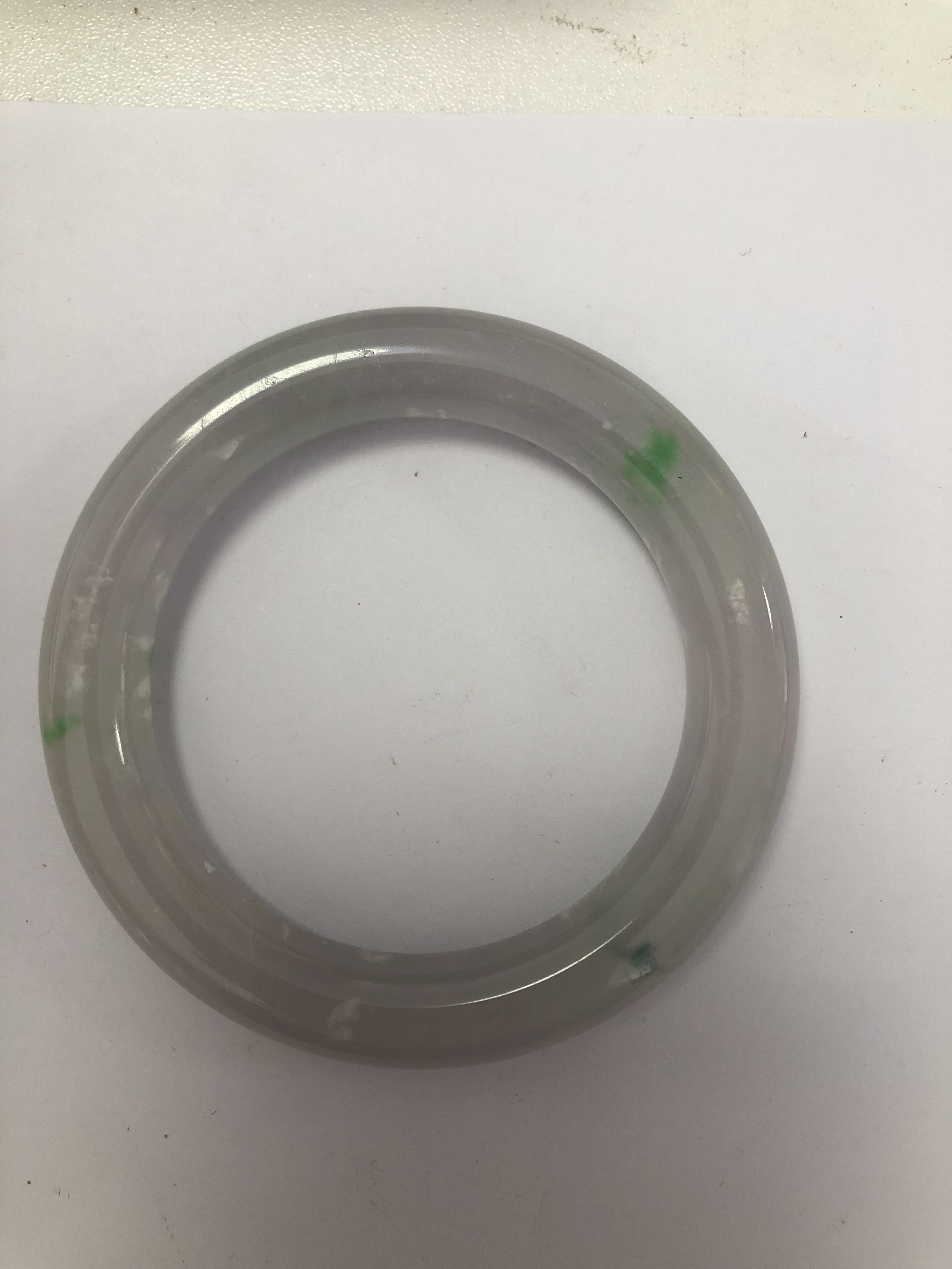 H535翡翠冰透白月光手镯圈口55