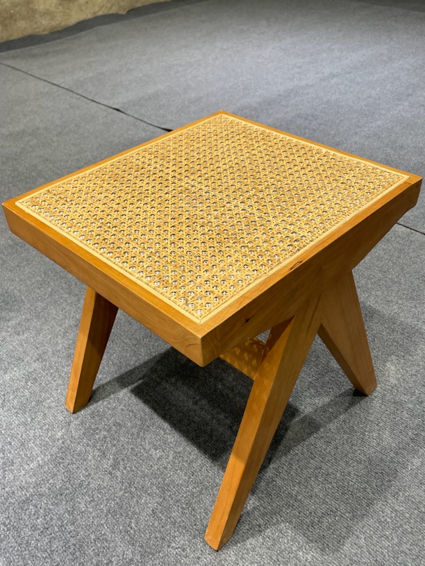 橡胶木日式藤编复古小矮凳餐厅客厅咖啡厅网红艺术休闲椅