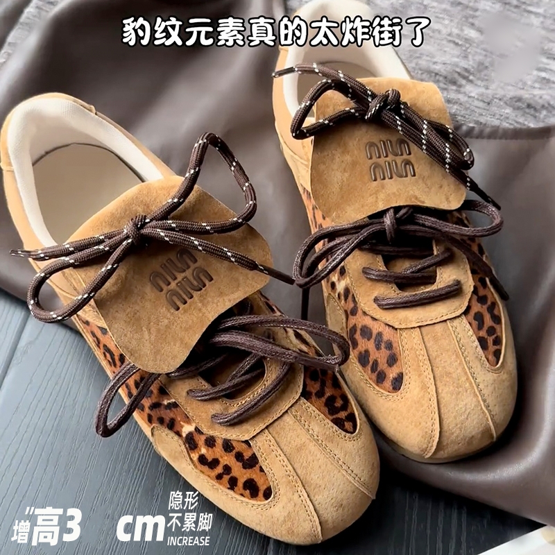 复古德训鞋女2025新款春季厚底内增高阿甘鞋百搭翻盖软底板鞋