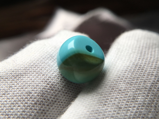 原矿绿松石直切老型珠水波纹直切老型珠直径9.8/7顶珠配珠